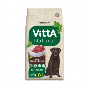 VITTA NATURAL CÃES ADULTOS CARNE/ARROZ 15 KG