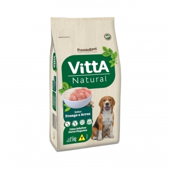 VITTA NATURAL CÃES AD RAÇAS PEQUENAS FRANGO E CEREAIS 15KG