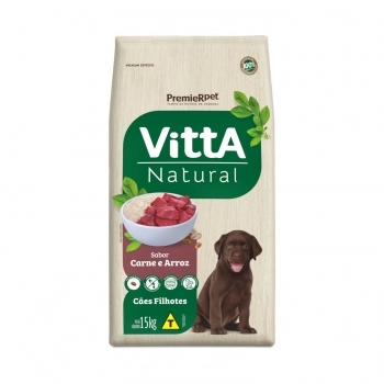 VITTA NATURAL CÃES FILHOTES CARNE E ARROZ 15KG